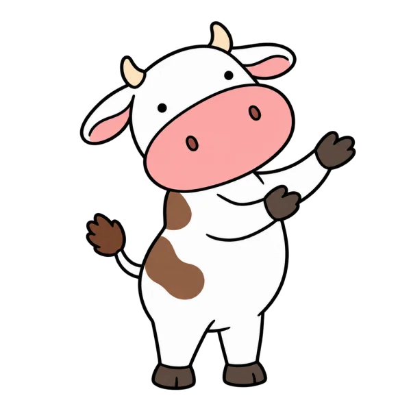 Boop the cow conducting a cheerful sorting session